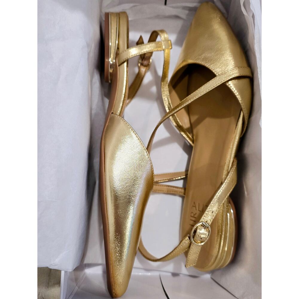 Naturalizer Gold Pointed Toe Slingback Flats - Picture 6 of 9